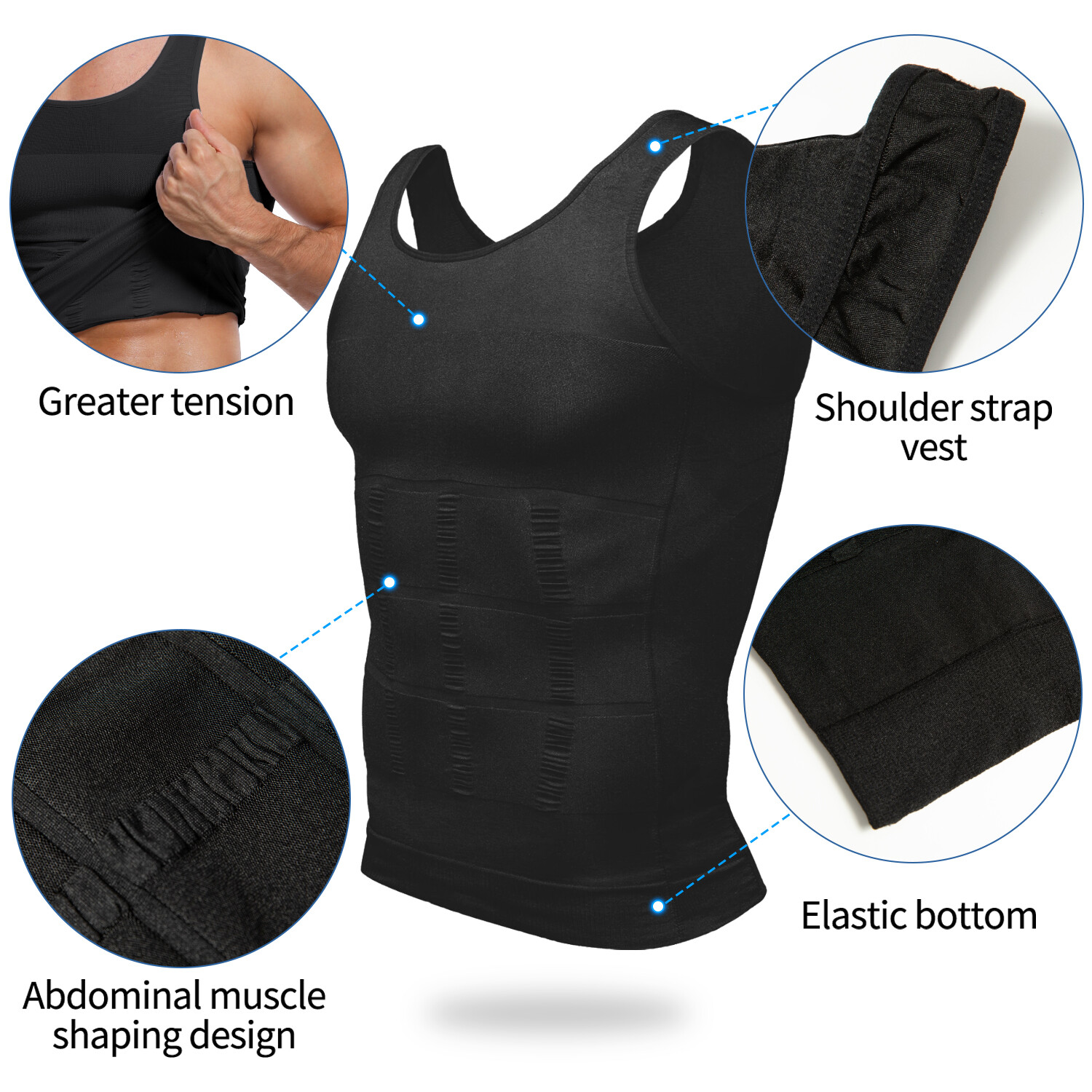 2/1PCS Mens Body Shaper Slimming Tummy Vest Compression Shirt Tank Top Shapewear