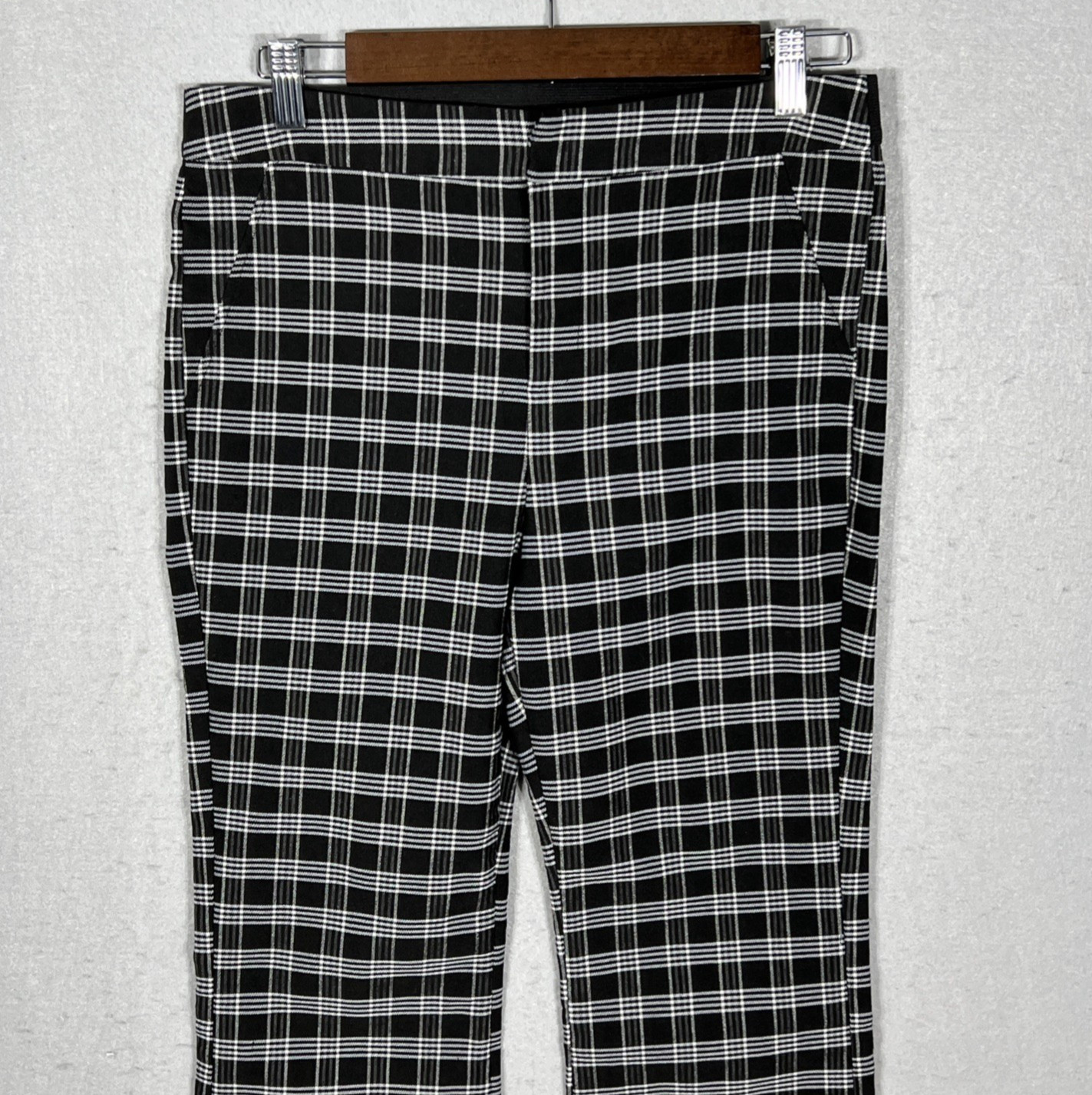 Sugar Rain Plaid Flare Pants Black White Checkered Pattern size L (W30 x L33.5)