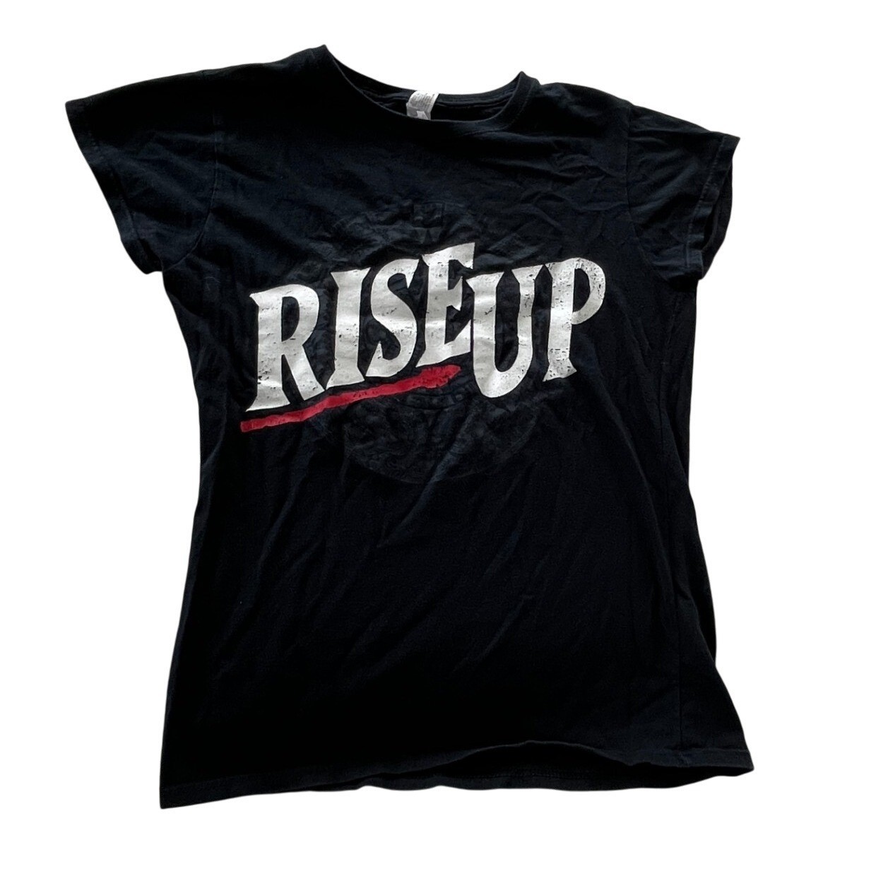 Rise Up Graphic T Shirt Black 100% Cotton Statement Tee Softstyle