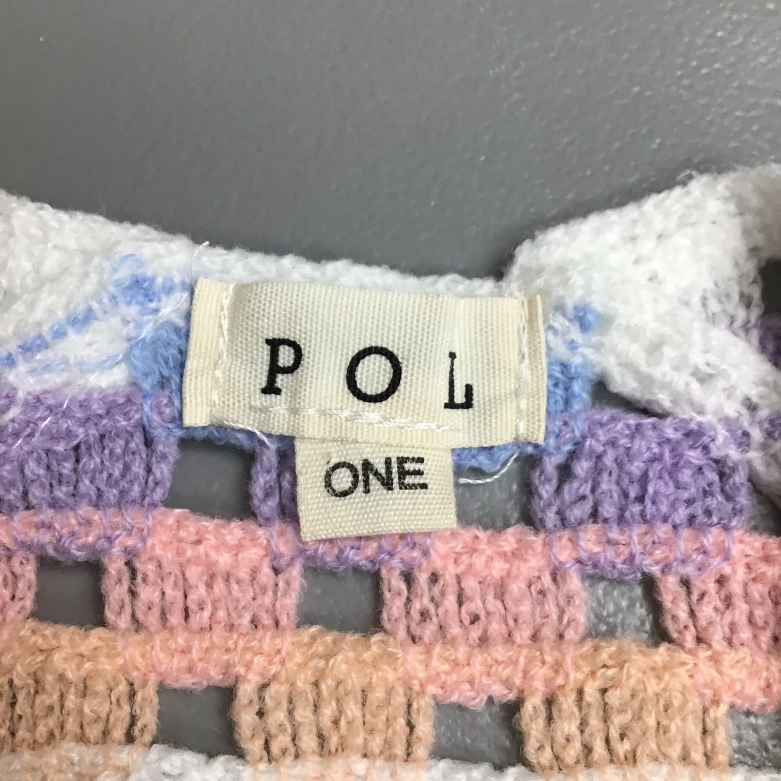 POL Pastel Crochet Cardigan Womens Granny Square Open Front Boho One Size NWOT