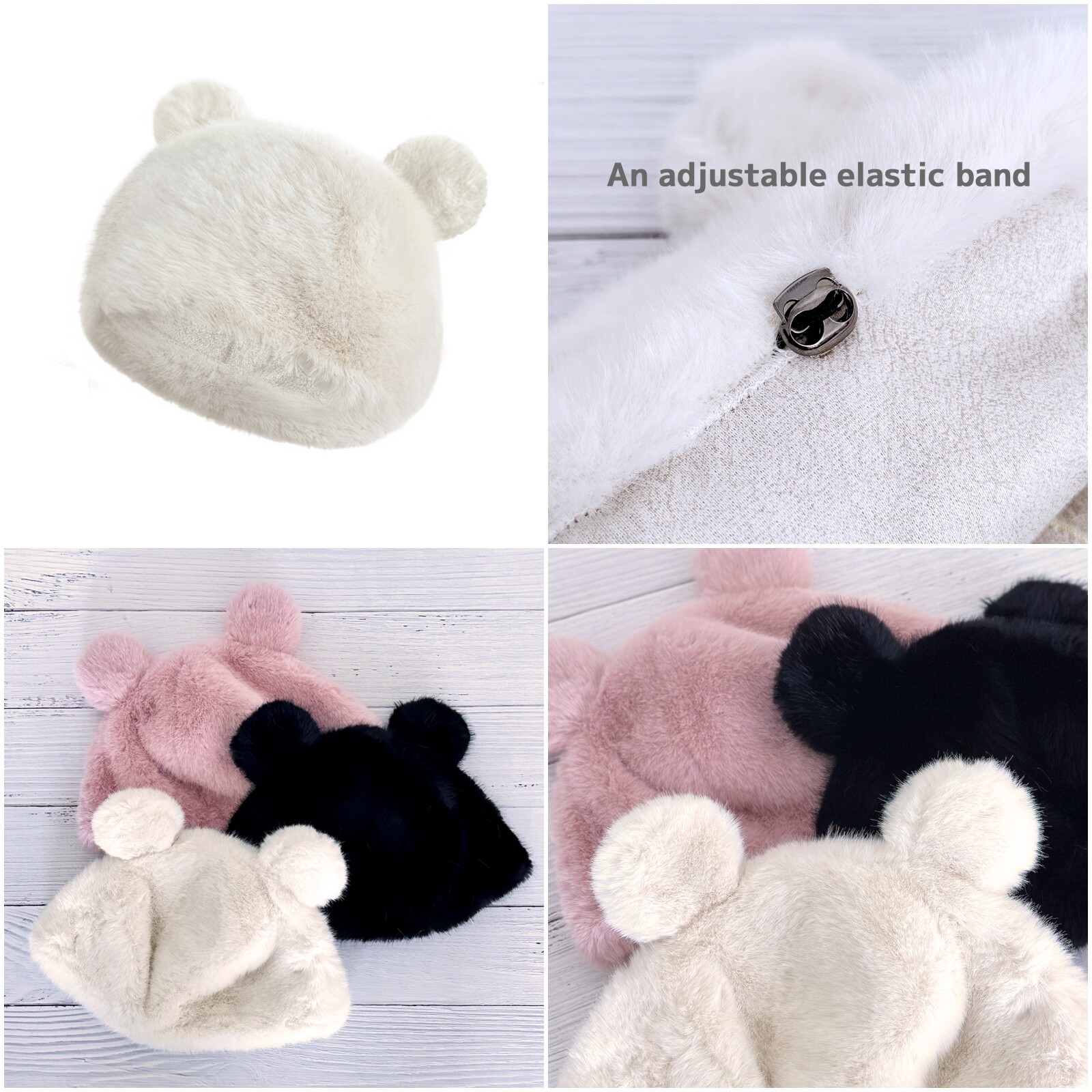 Wrapables Faux Fur Fluffy Bear Ears Winter Beanie Hat