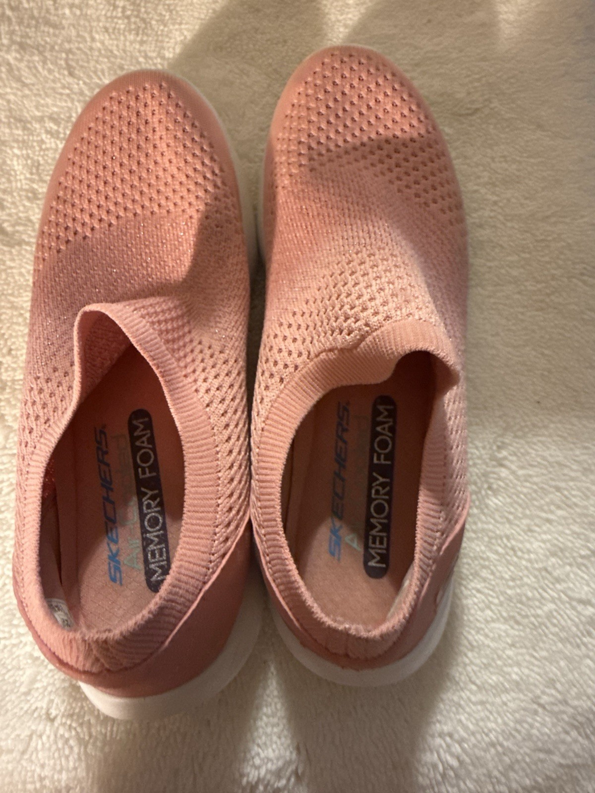 SKECHERS Memory Foam Women’s Pink Slip-On Knit Low Top Athletic Sneakers