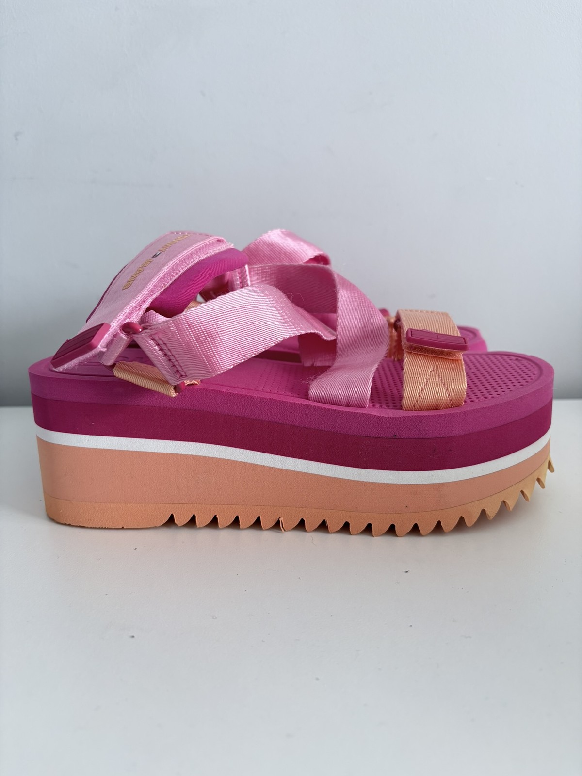 Tommy Hilfiger Pop Color Flatform Sandal – pink sandals, size 37