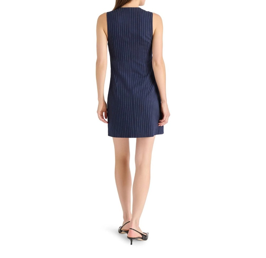 Steve Madden Women’s Machine Washable Pinstripe Sleeveless Mini Dress M Medium