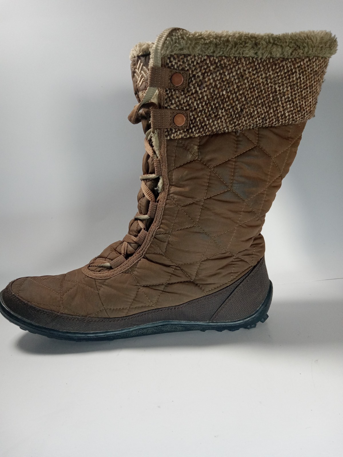 Columbia Women’s Minx Mid II Omni-Heat Tweed Boots Size 10.5 Faux-Fur Collar