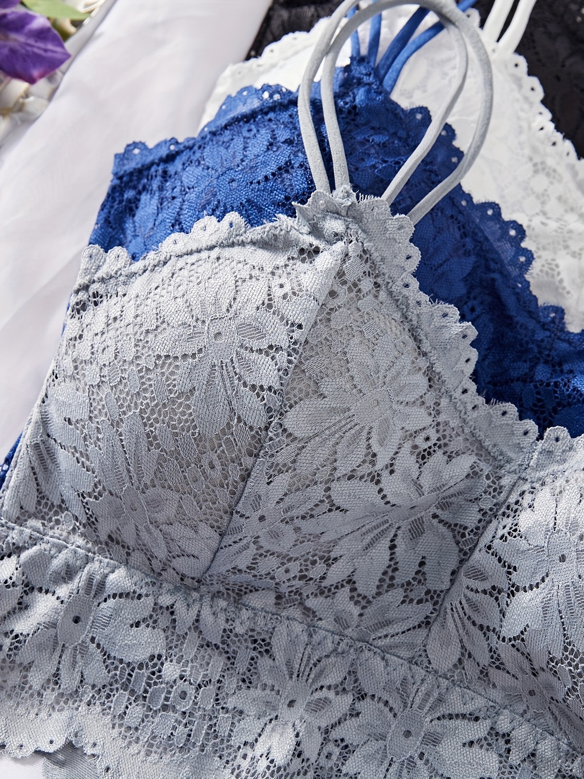 Women Push Up Bra Set Embroidery Bra Lace Panties Briefs Underwear 32-40abcd Cup