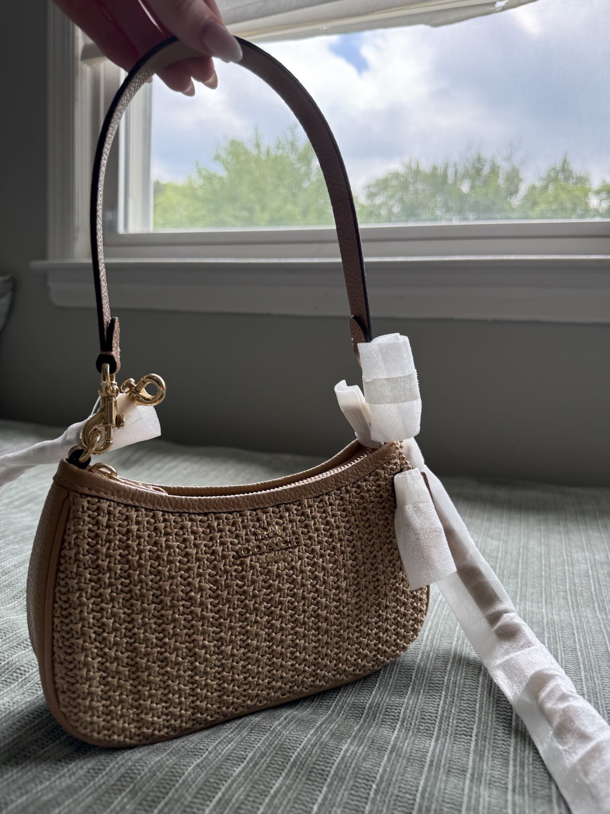 Coach Teri Mini Crossbody Bag in IM/Toast | Coach Straw Bag