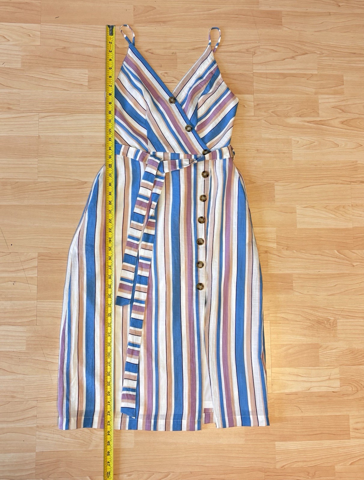 Fashion on Earth Medium Midi Asymmetrical Button Down Striped Dress Minimalist