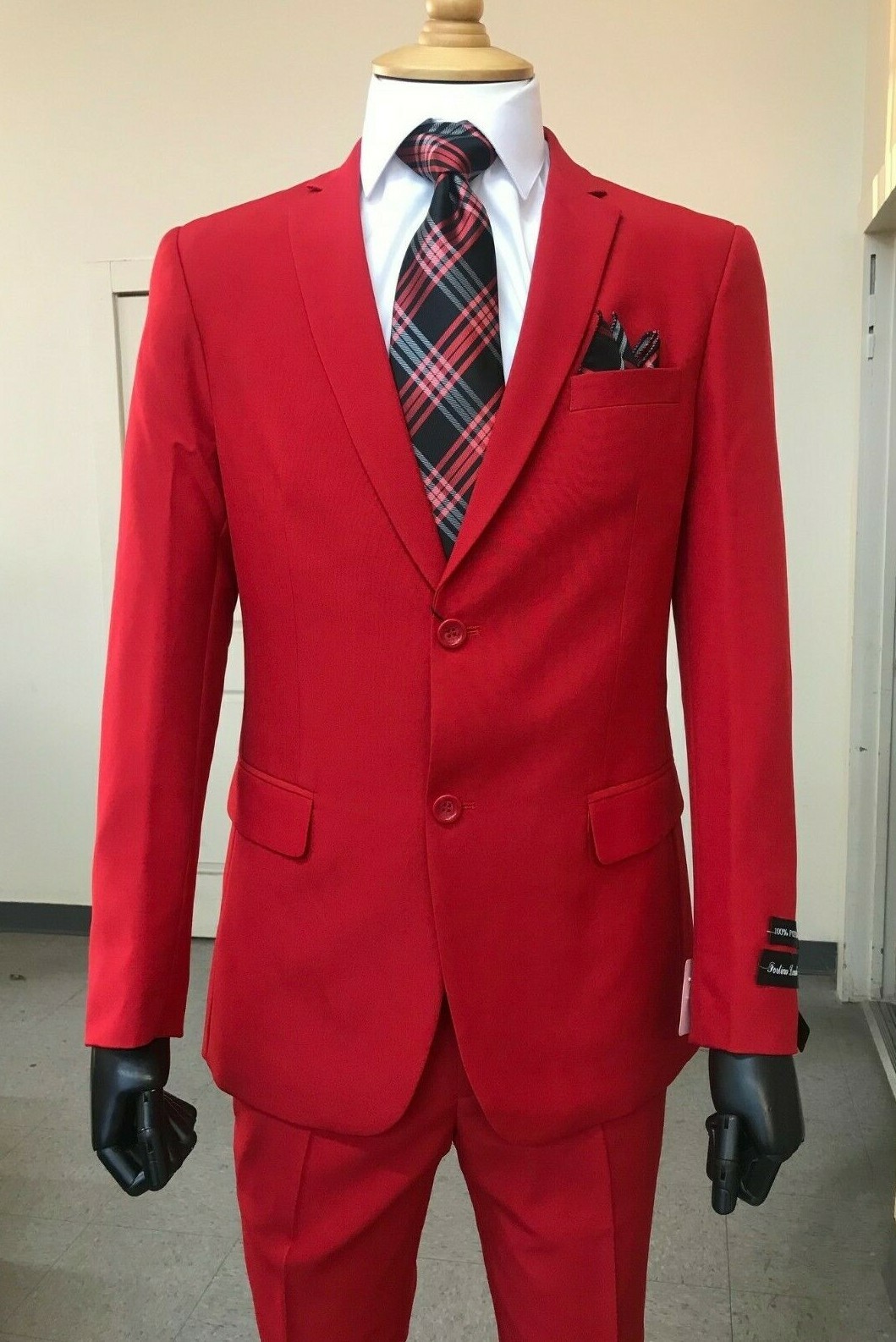 Men’s Formal Slim Fit Suit 2 Piece Two Button Solid Colors (10) Jacket & Pants