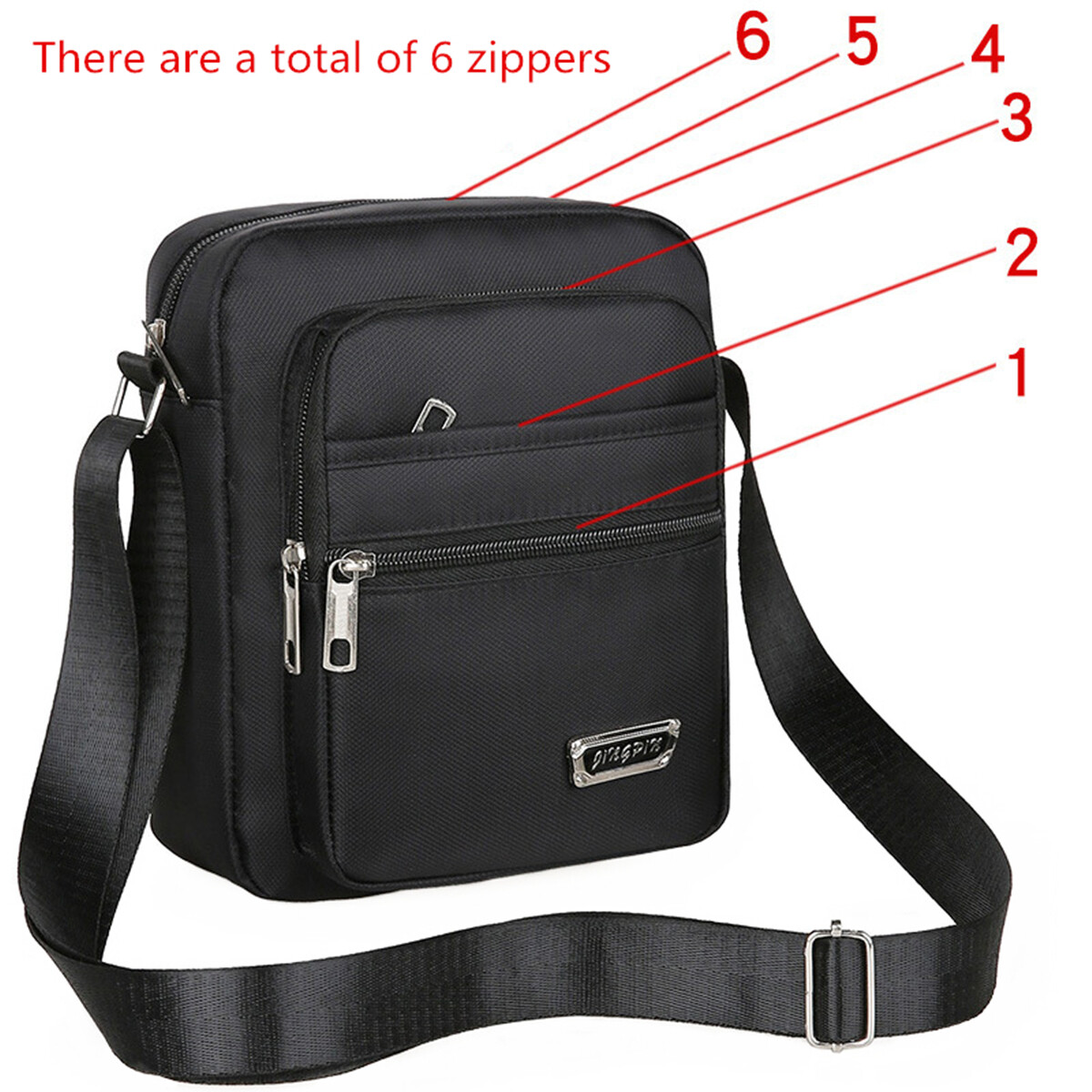 Men’s Fashion Shoulder Casual Crossbody Bag Nylon Fabric Multi Pocket Design