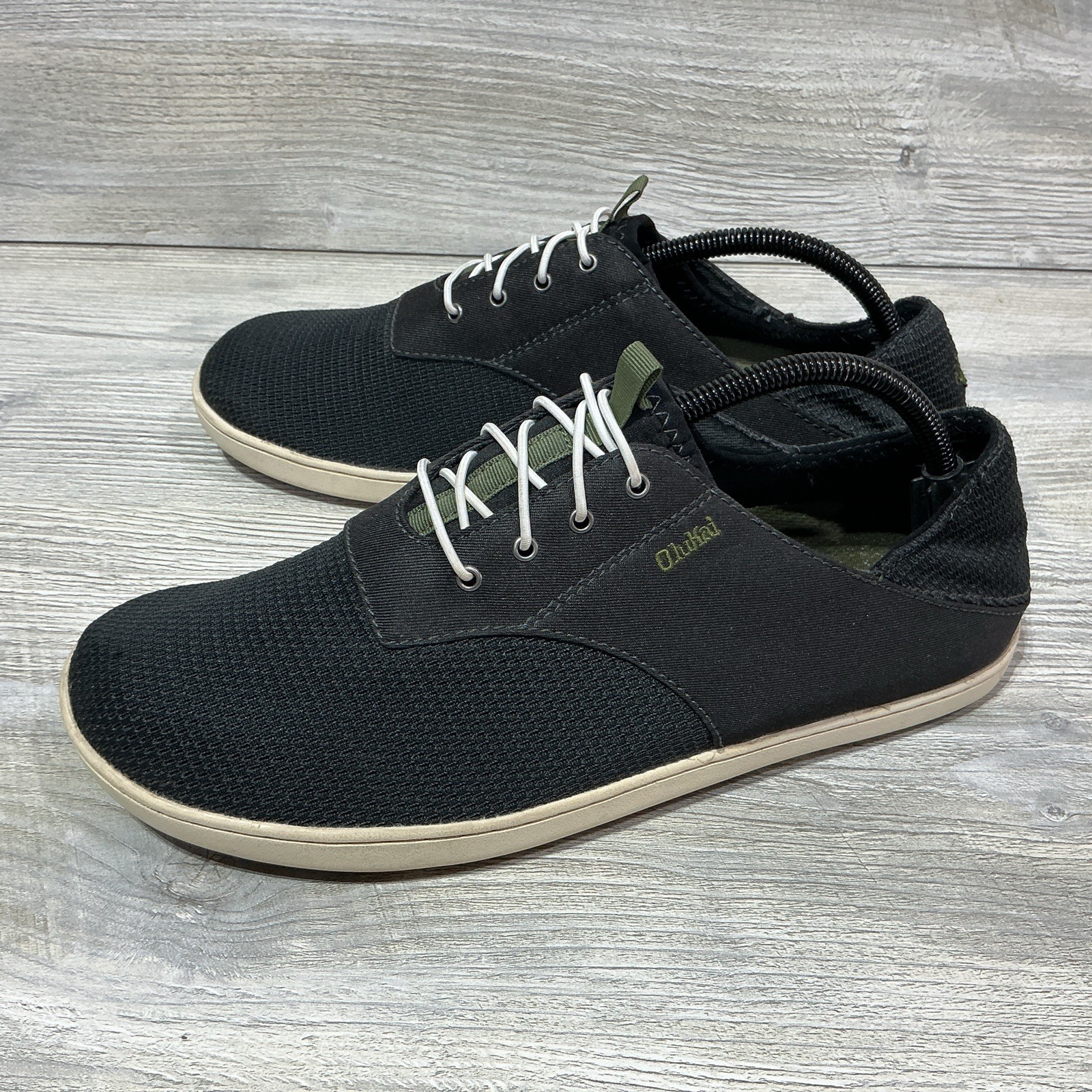 Olukai Nohea Moku Mens Size 9.5 Black Mesh Boat Shoes Sneaker Slip On 10283-4040