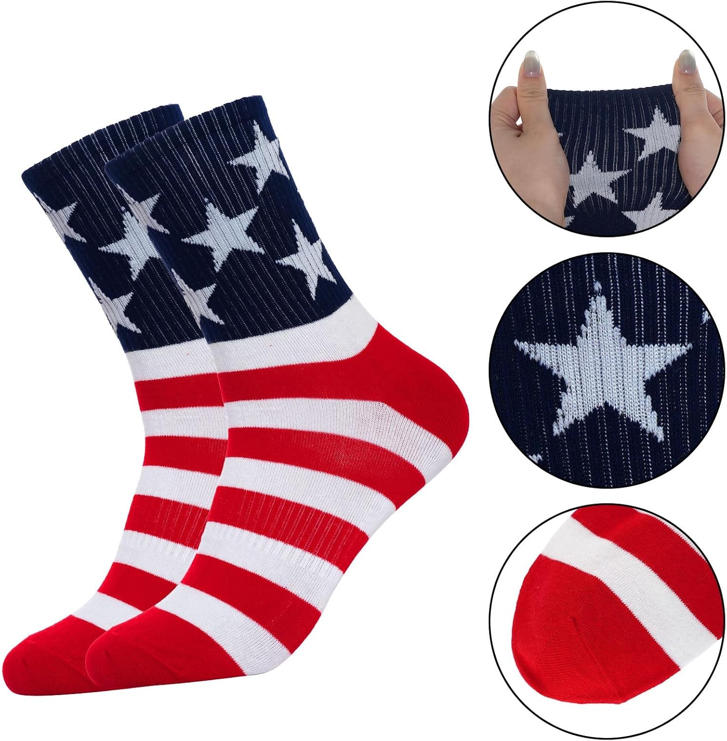 3 Pairs American Flag Socks Men Women USA Patriotic Stars Stripes Gift Set