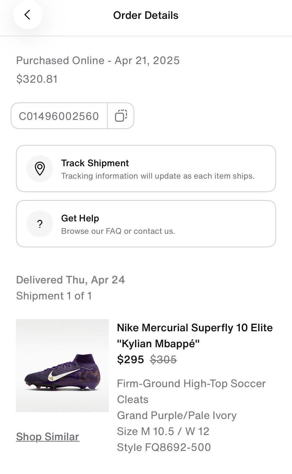 Nike Zoom Superfly 10 Elite KM FG Kylian Mbappé FQ8692-500 Men’s Size 10.5