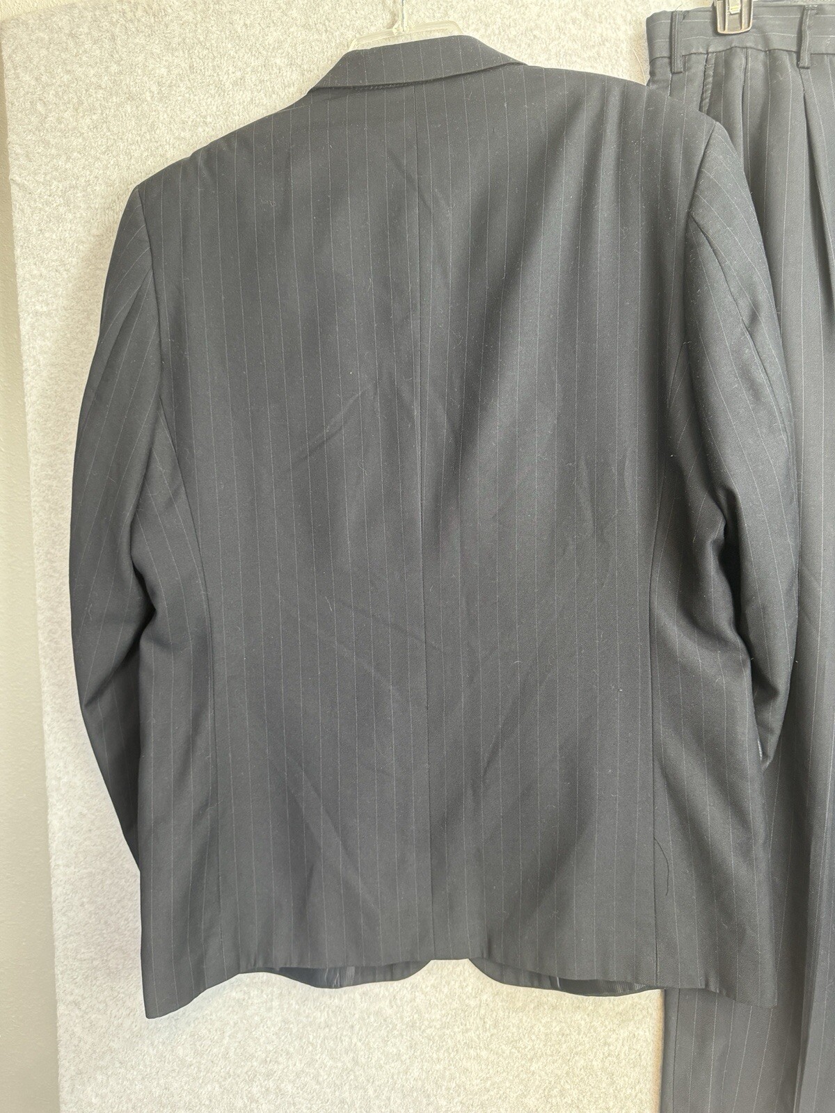George Men’s Navy Blue Pinstripe Suit 42R 36 x 27 Three Button Blazer Trousers