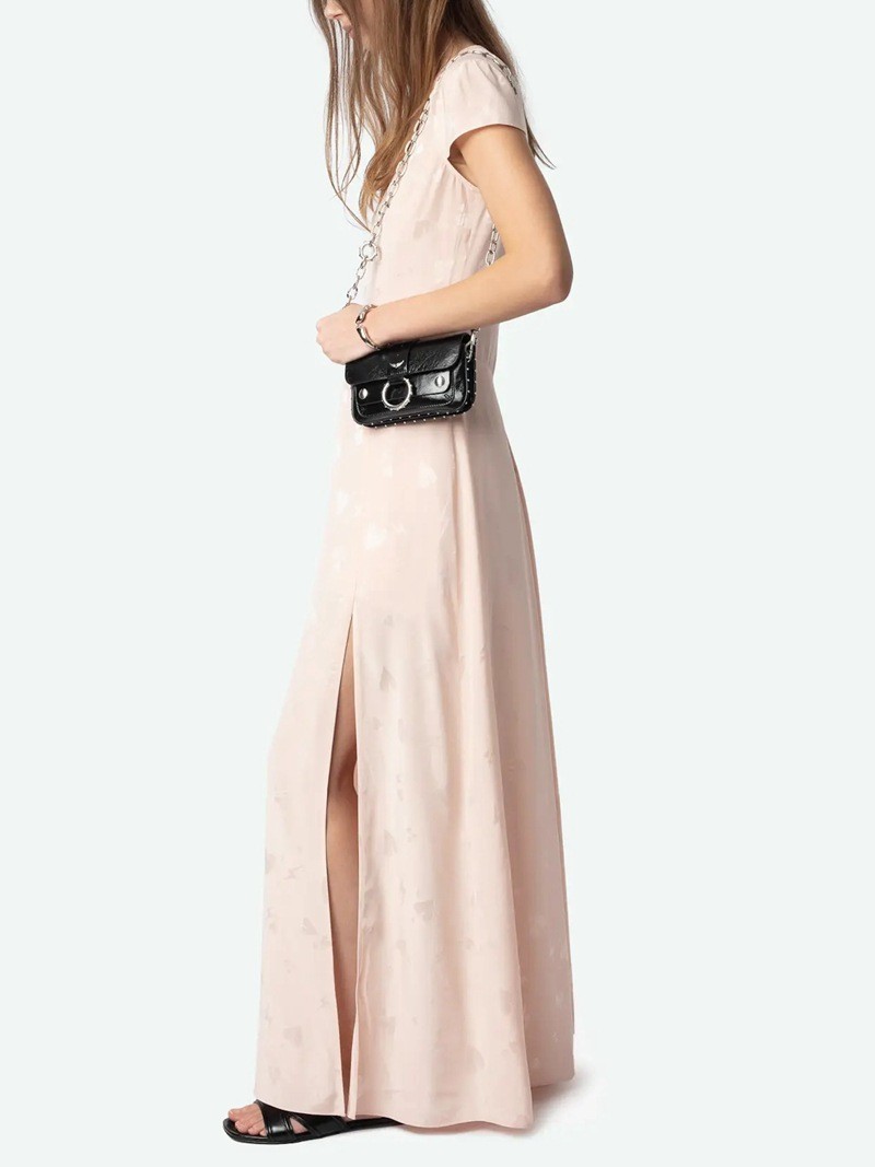 Zadig&Voltaire Women V-Neck Love Silk Slim Jacquard Vent Sleeveless Dress XS-L