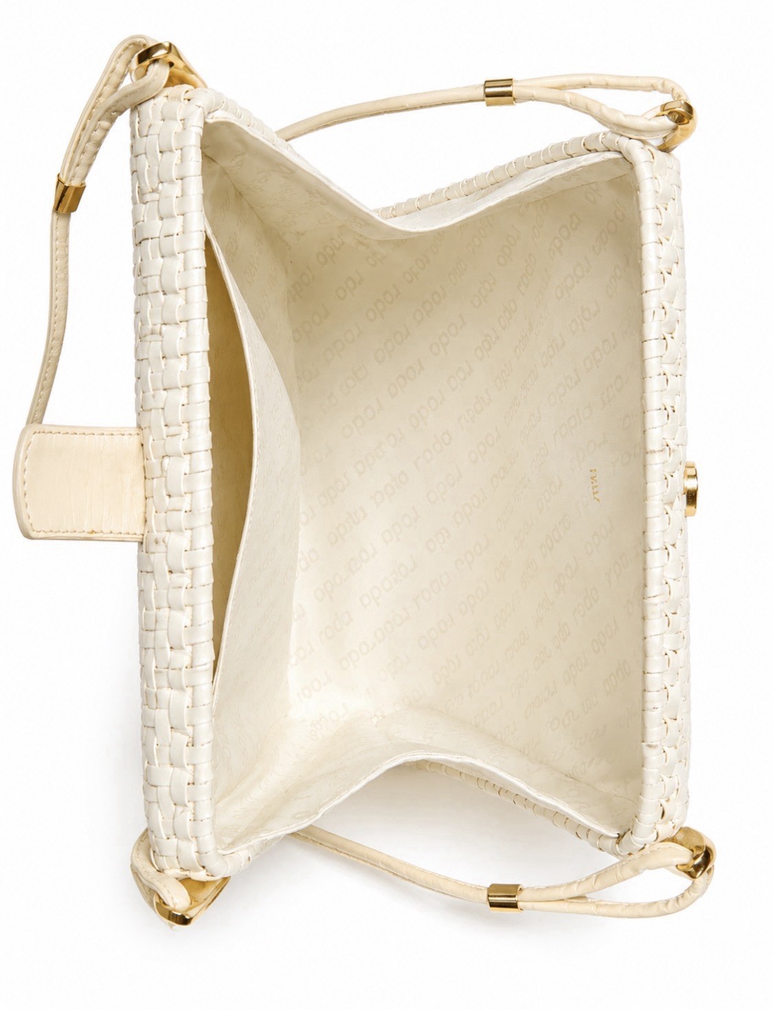 Vintage Rodo Italy Woven Crossbody Shoulder Bag Leather Strap