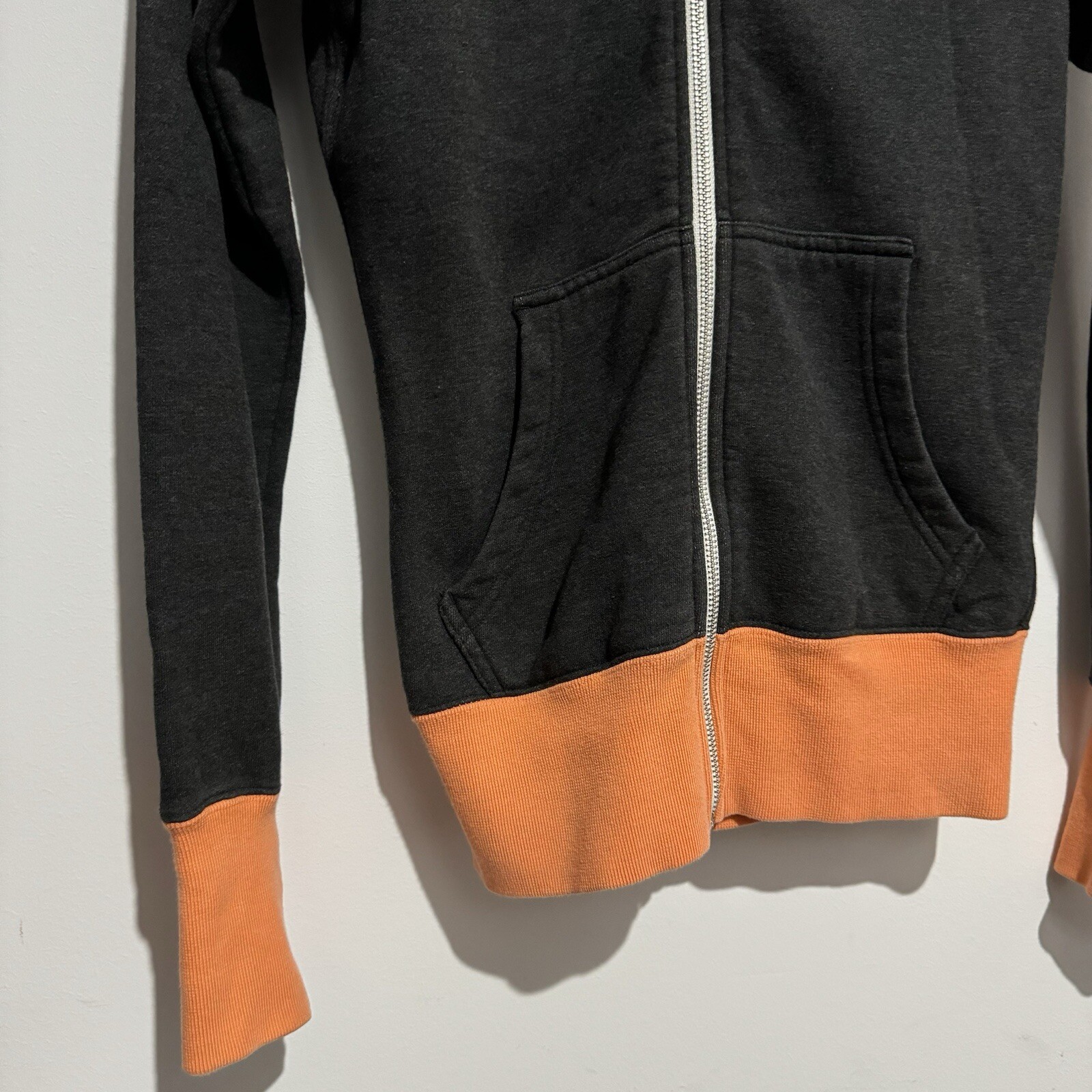 Nike Womens Charcoal Grey Orange Full Zip Hooded Jacket Size XS Fleece Active