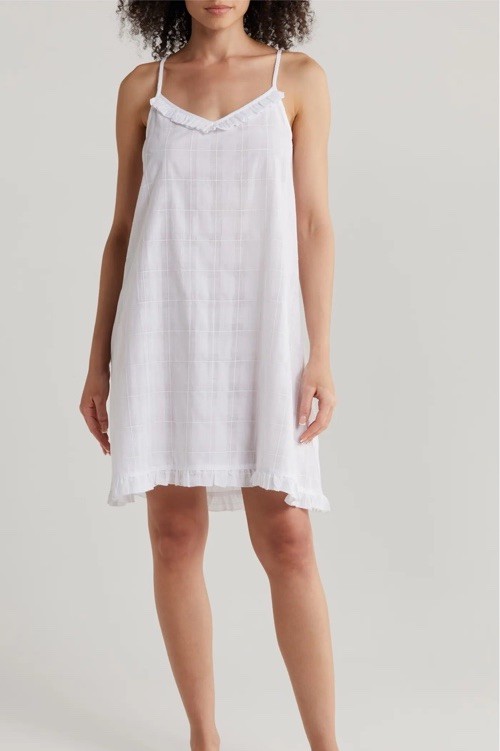 Papinelle Ivy Ruffle Organic Cotton Short Nightgown White NWT Size Small