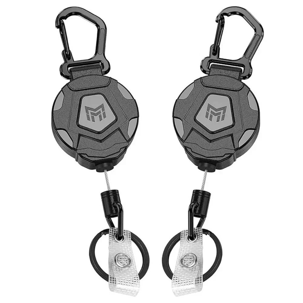 2Pack Heavy Duty Retractable Keychain, Tactical ID Badge Holder Reel Carabiner C