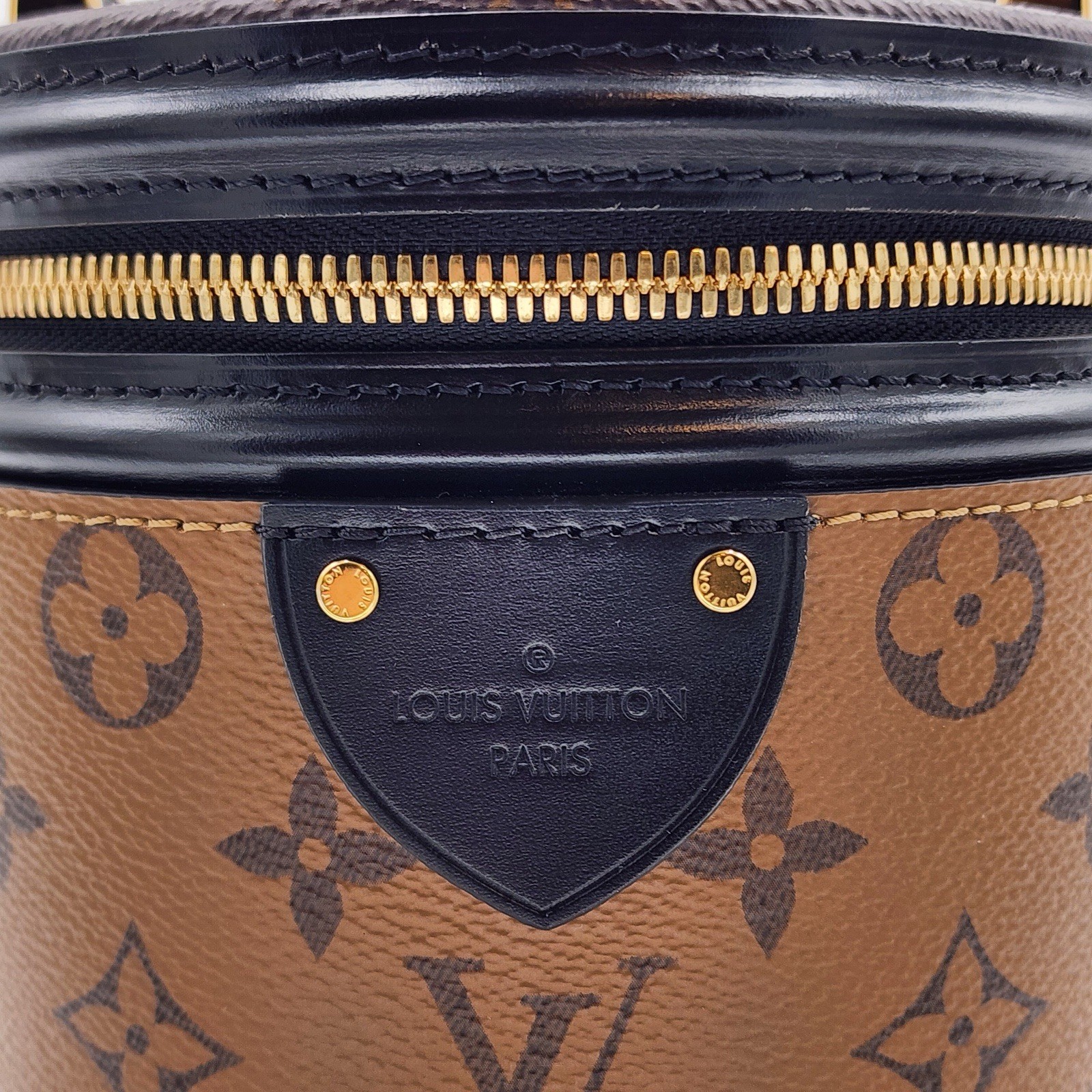 Authentic Louis Vuitton Cannes Reverse Monogram Vanity Bag Gold HW w/ Strap