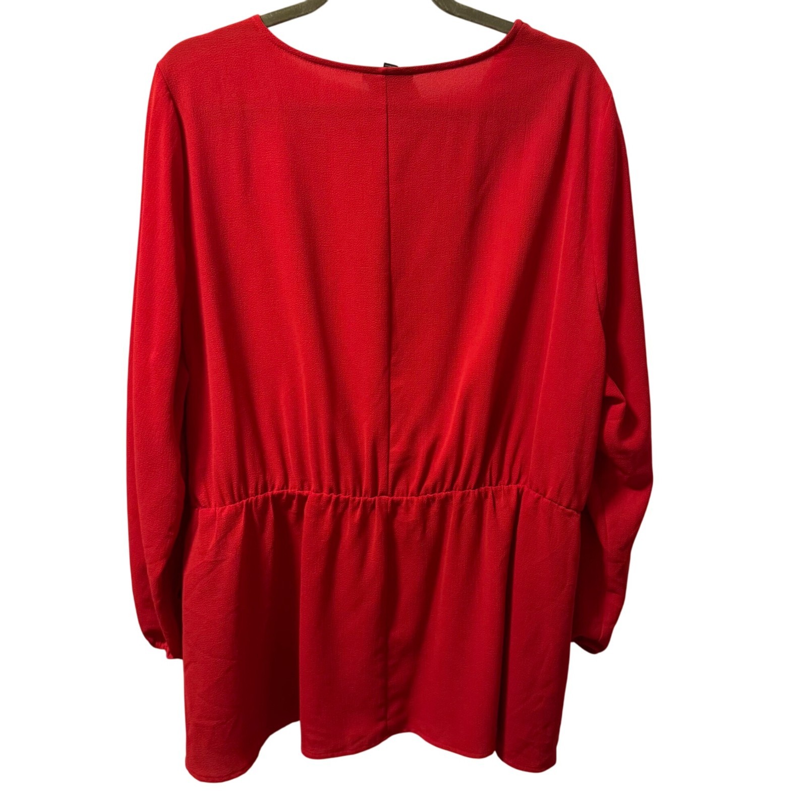 Lane Bryant Red Long Sleeve Wrap Blouse Size 20W Polyester Spandex top.