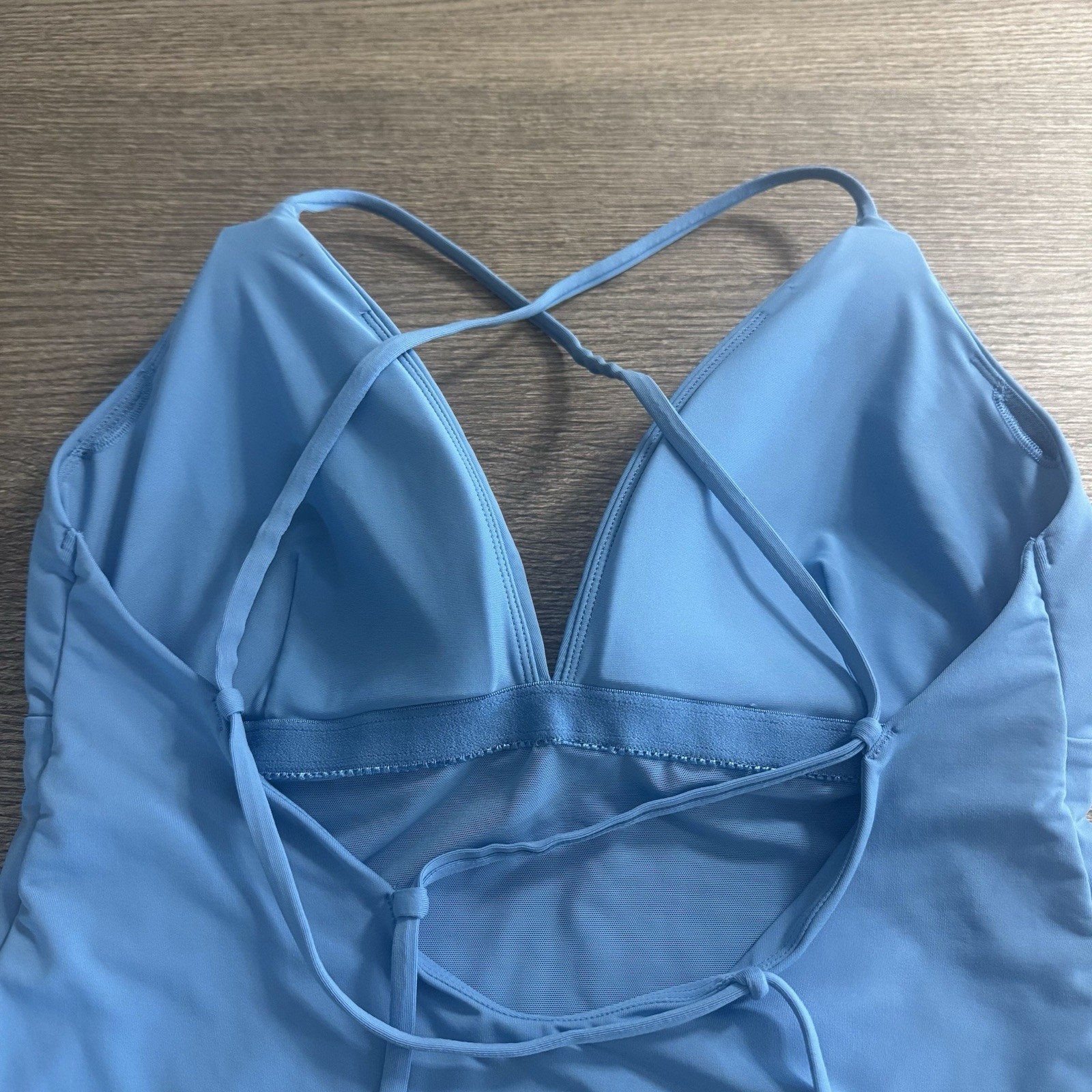 CALIA Swim Women’s One Piece Triangle Strappy Back Size 14 Tranquil Blue NWOT