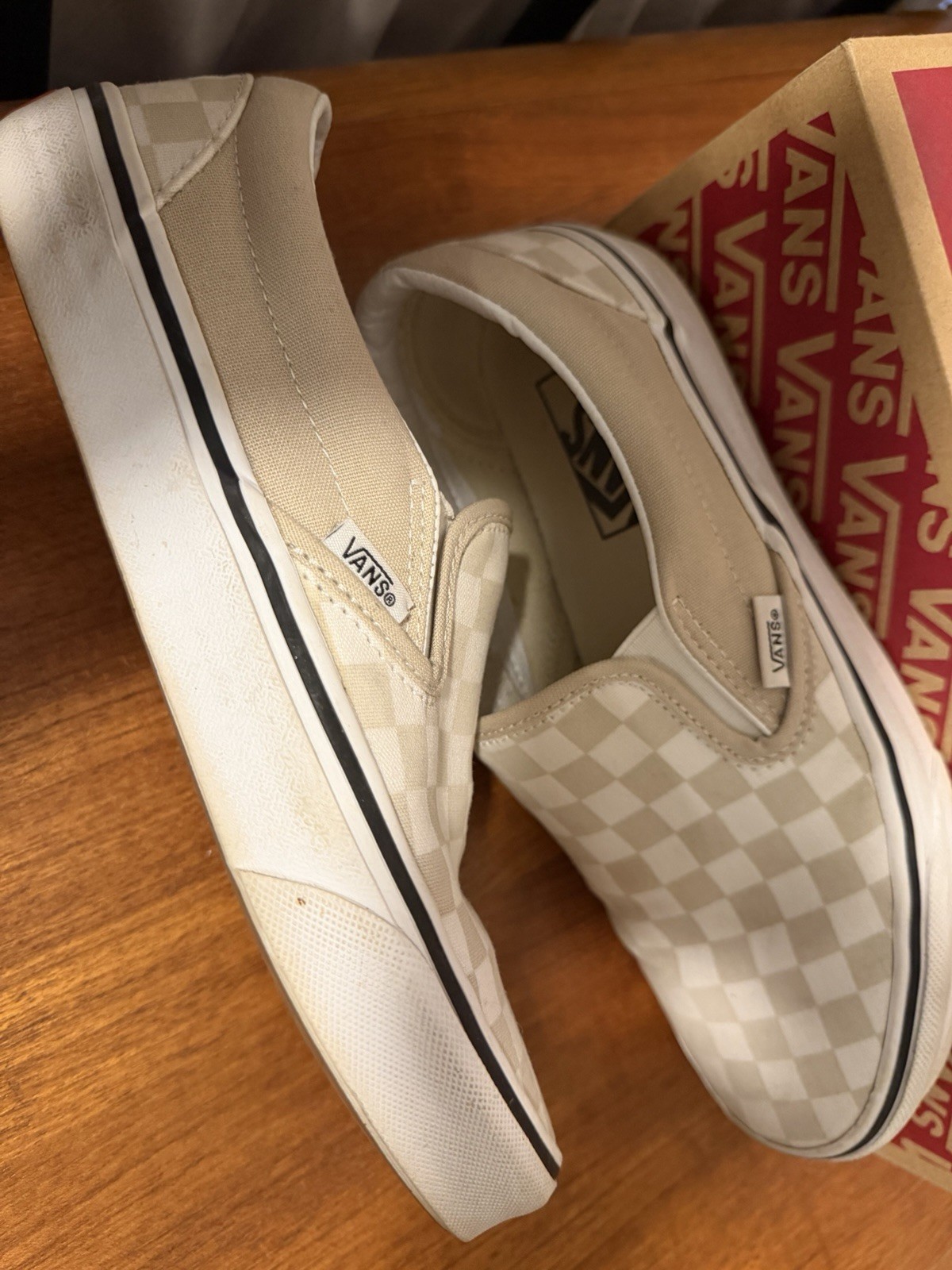 VANS Classic Slip-On Color Theory Checkerboard Beige/White Low Top VN0A7Q5DBLL