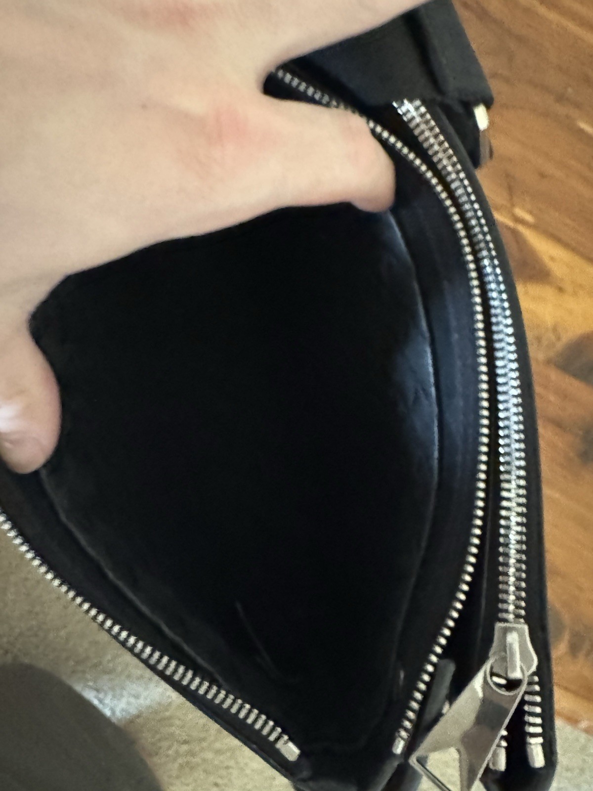 Bottega Veneta Black Duo Pouch Crossbody Bag Silver Zip w/ Strap, Dust Bag