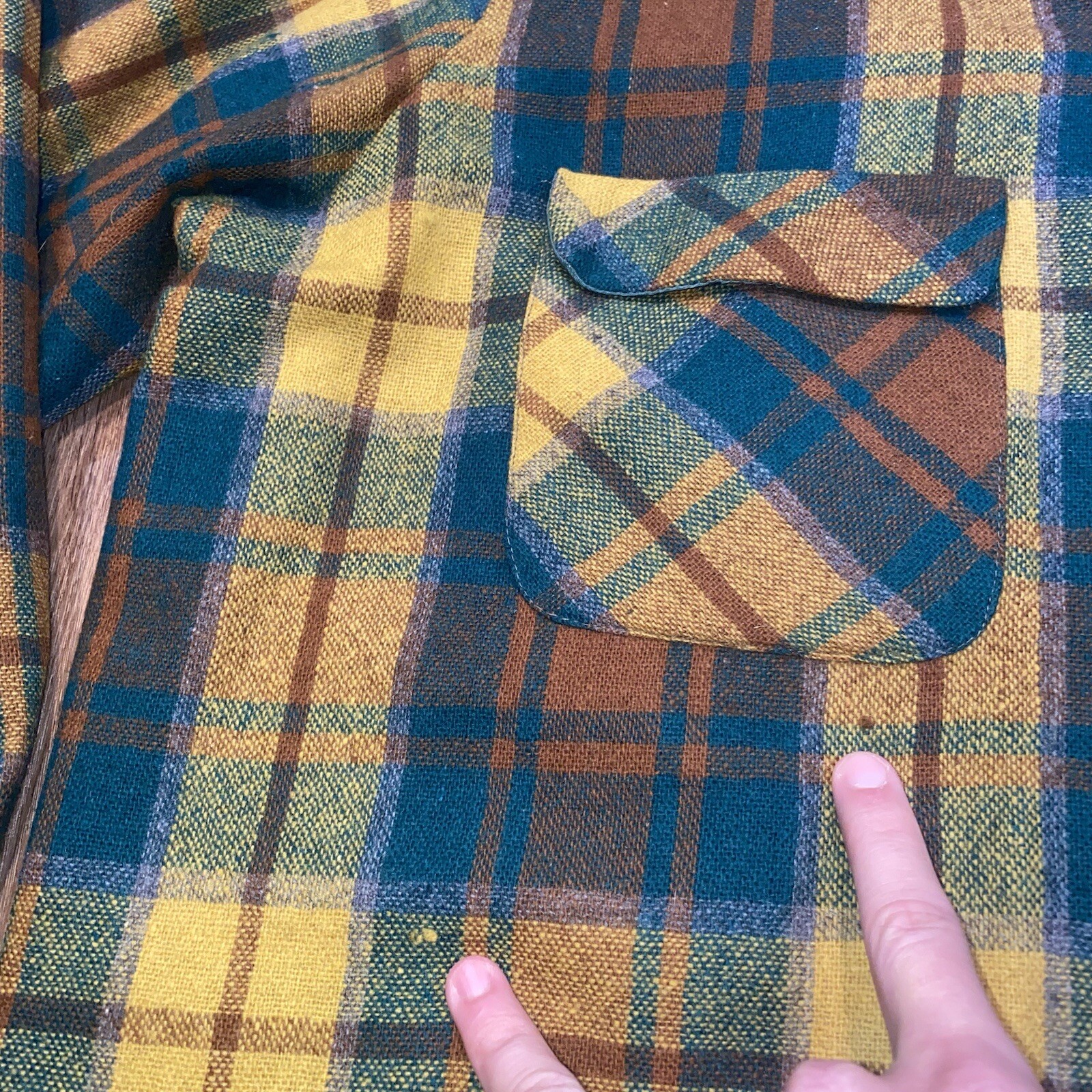 Vtg 50s 60s Lord James Shirt Loop Collar Flannel Cruiser Wool Nylon Mens Large