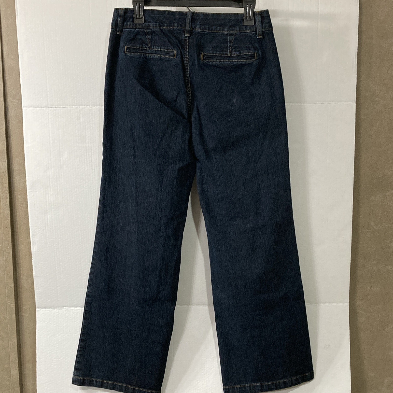 Faded Glory Women’s Wide-Leg Jeans Blue Dark Wash Denim Stretch 5-Pocket 8