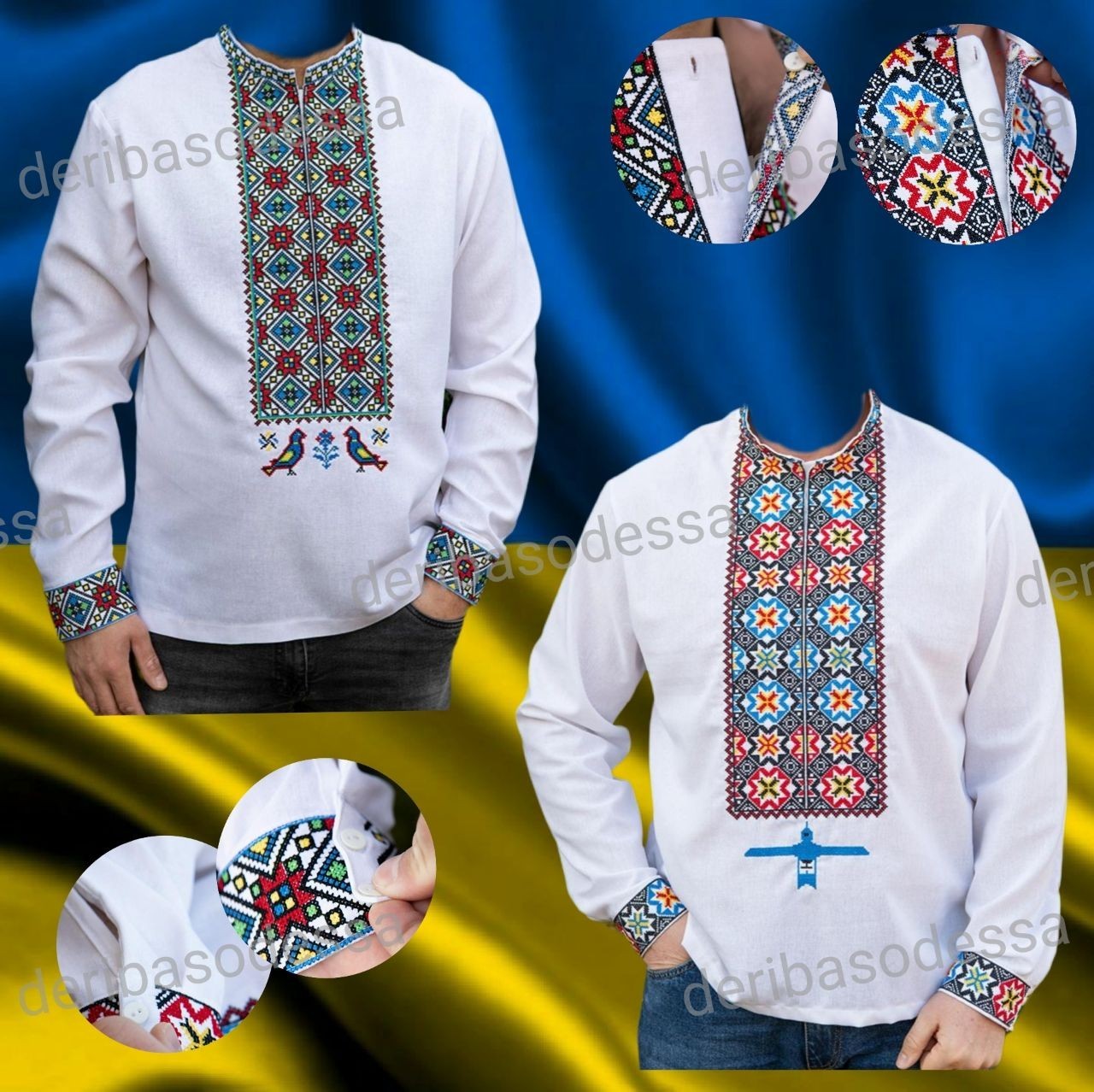 Ukrainian Embroidered Tradition shirt for men Sorochka Vyshyvanka BIG SIZE M-5Xl