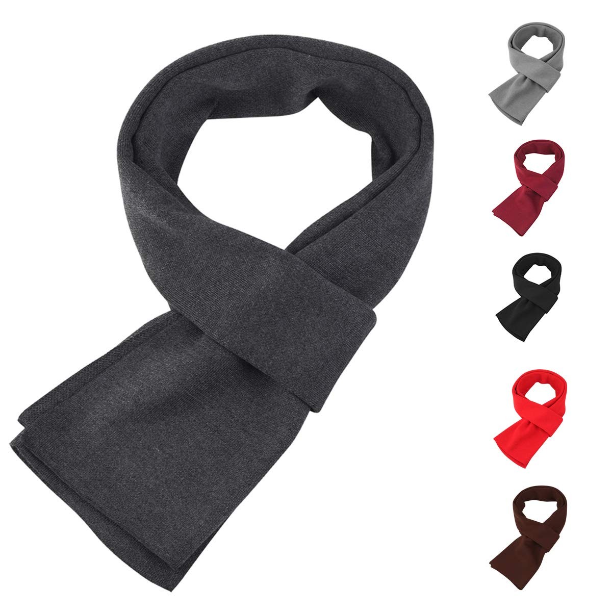 Mens Long Thick Scarf Solid Color Soft Warm Cashmere Feel Scarves Unisex Fash…