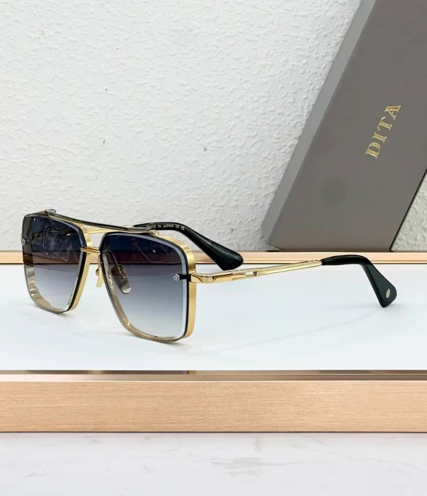 DITA MACH-SIX DTS121 Sunglasses Gold/Gray Gradient 62-12-130mm With Case New