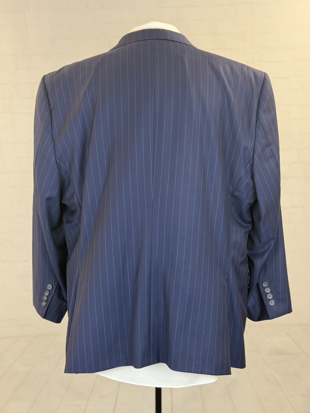 Coppley Canada Men’s Navy Blue Striped Super 110s Wool Suit 48R 42X28 $1,098