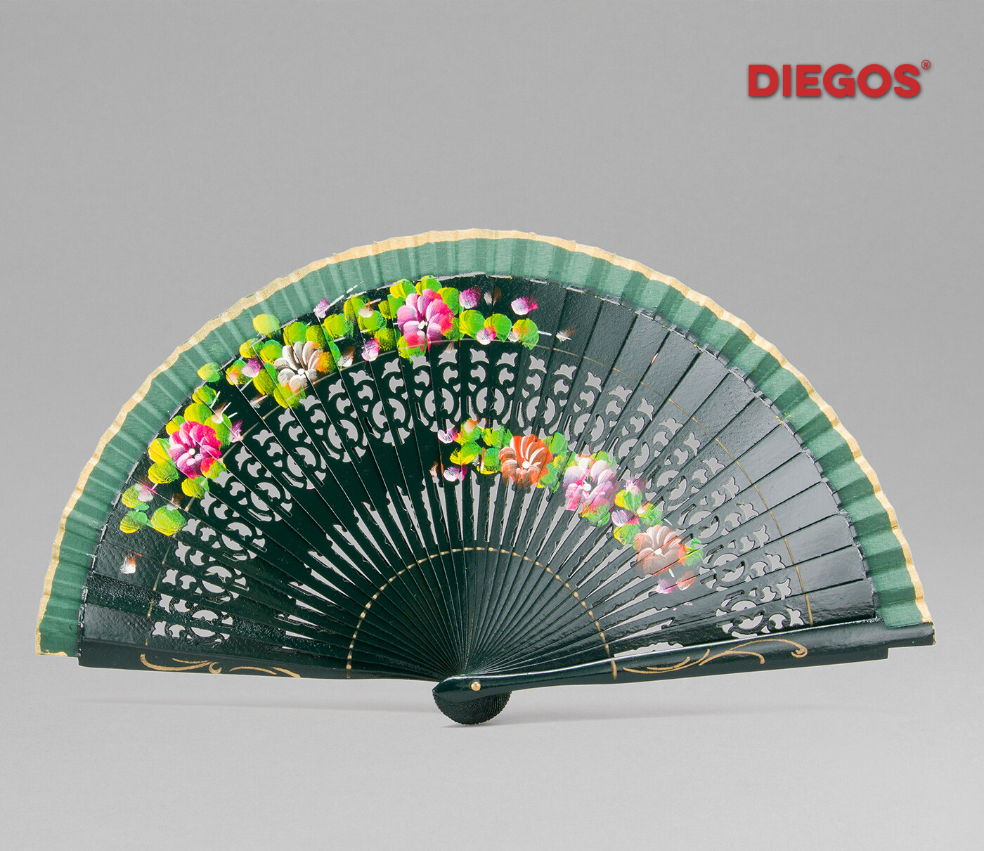 Hand painted Spanish Abanico hand fan made in Valencia Flower Flamenco painting