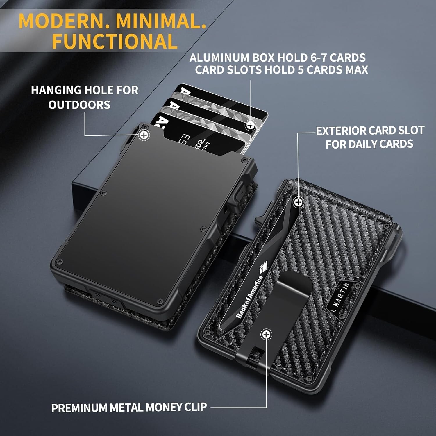 Men’s Slim Pop Up Bifold Wallet with Money Clip, Minimalist RFID Blocking Wallet