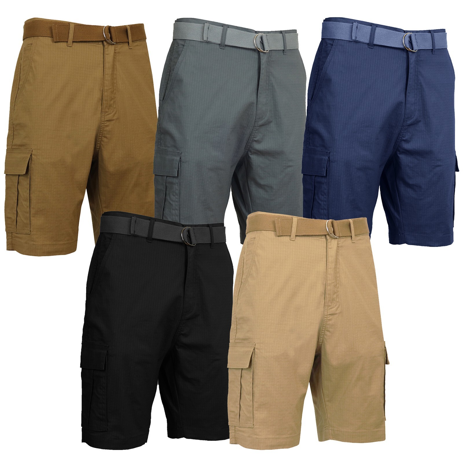 Men’s Cotton Flex Stretch Cargo Shorts With Belt Lounge Summer Colors 30-42