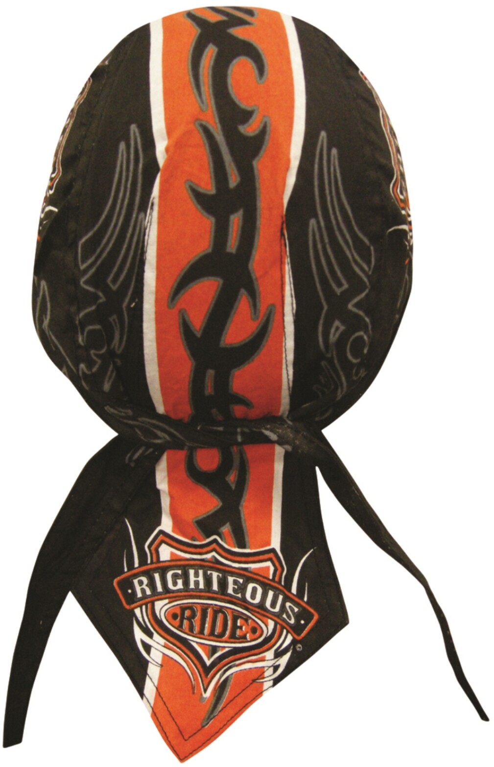 Righteous Ride Black Orange Flames Durag Head Wrap Skull Cap Sweatband Capsmith