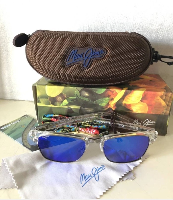 Maui Jim Kawika Polarized Sunglasses B257-05CR Crystal/Blue Hawaii Glass