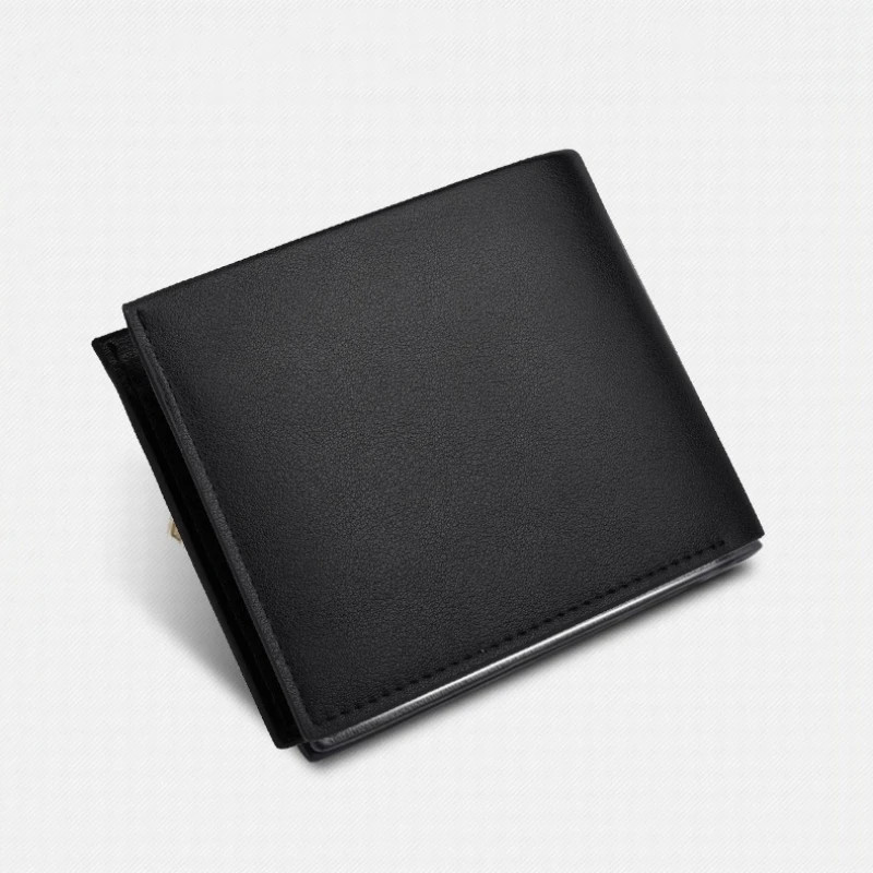 Fashion Men’s Solid Color Horizontal Short Style Leather Wallet with Multiple