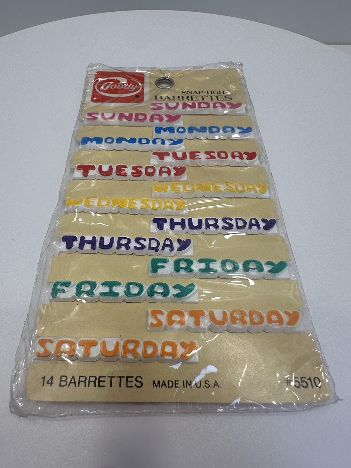 VINTAGE *NEW* 1985 Goody Snap-Tight Barrettes 14-Pack Days of the Week USA