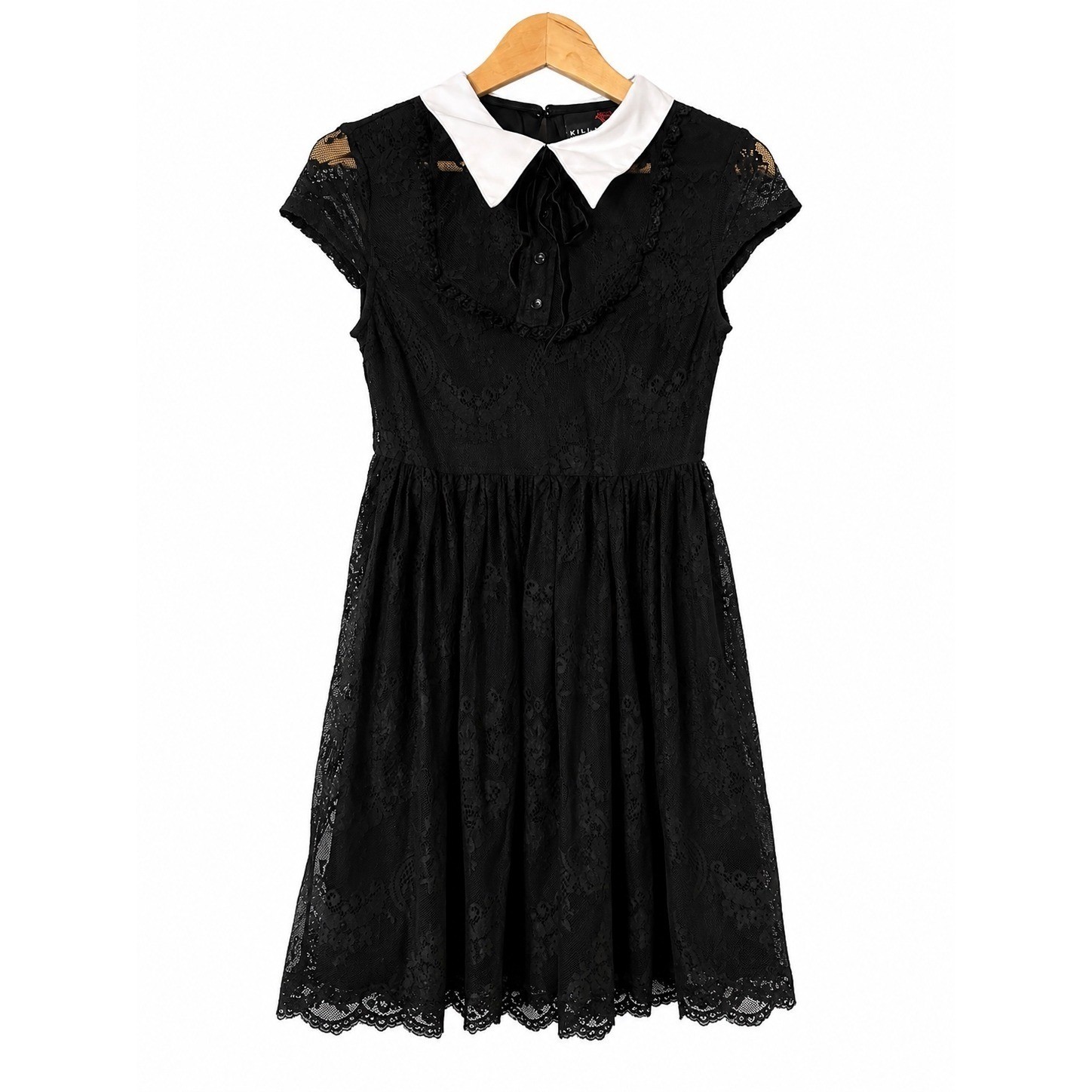 Black Lace Dress White Peter Pan Collar Whimsy Gothic Wednesday Small Killstar