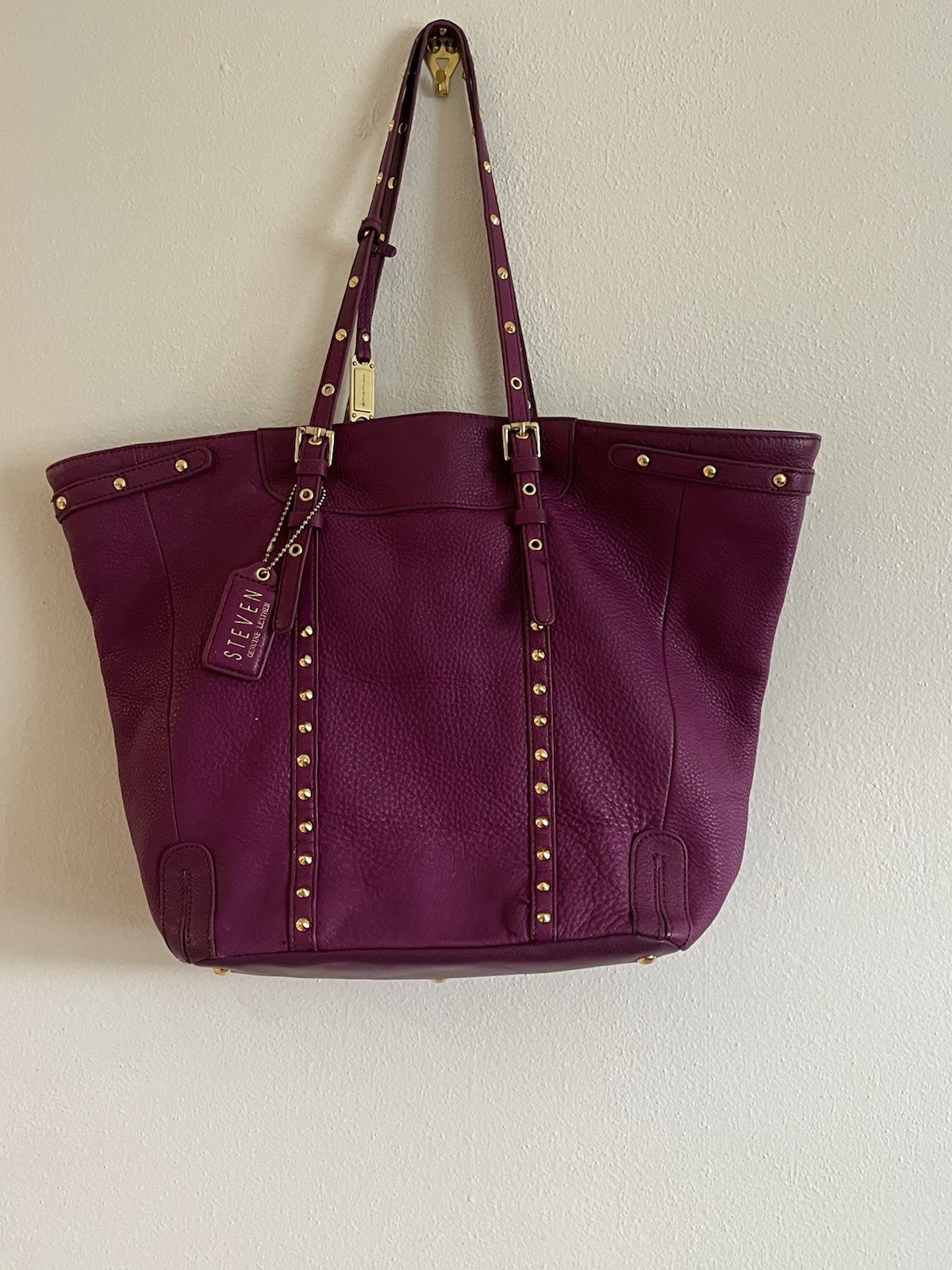 Purple Steve Madden Purse Bag Gold Studded Shoulder Strap