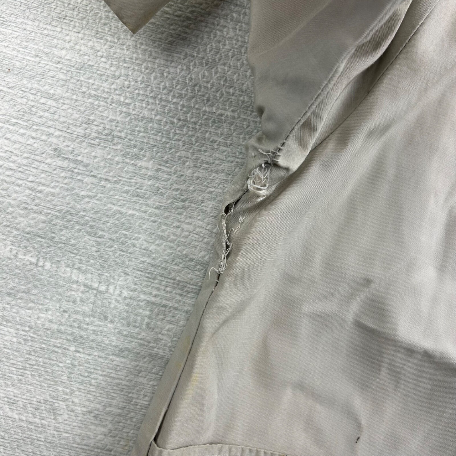 Vintage 40s 50s Chin Strap Jacket Size Medium Gray Full Zip Light Weight