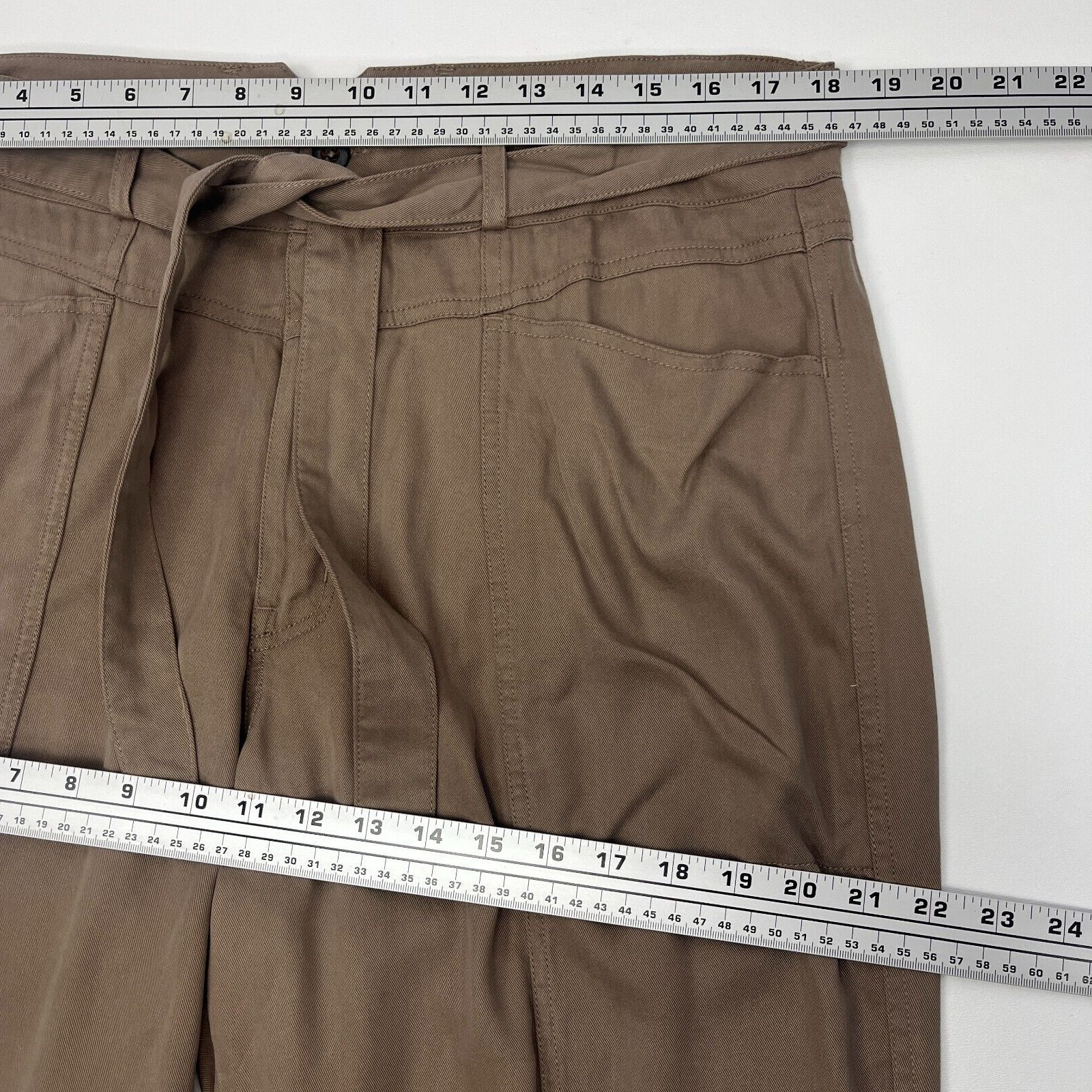 Sundance Fluid Days Pants Lyocell Viscose High Waist Belted Clay Brown Size 14