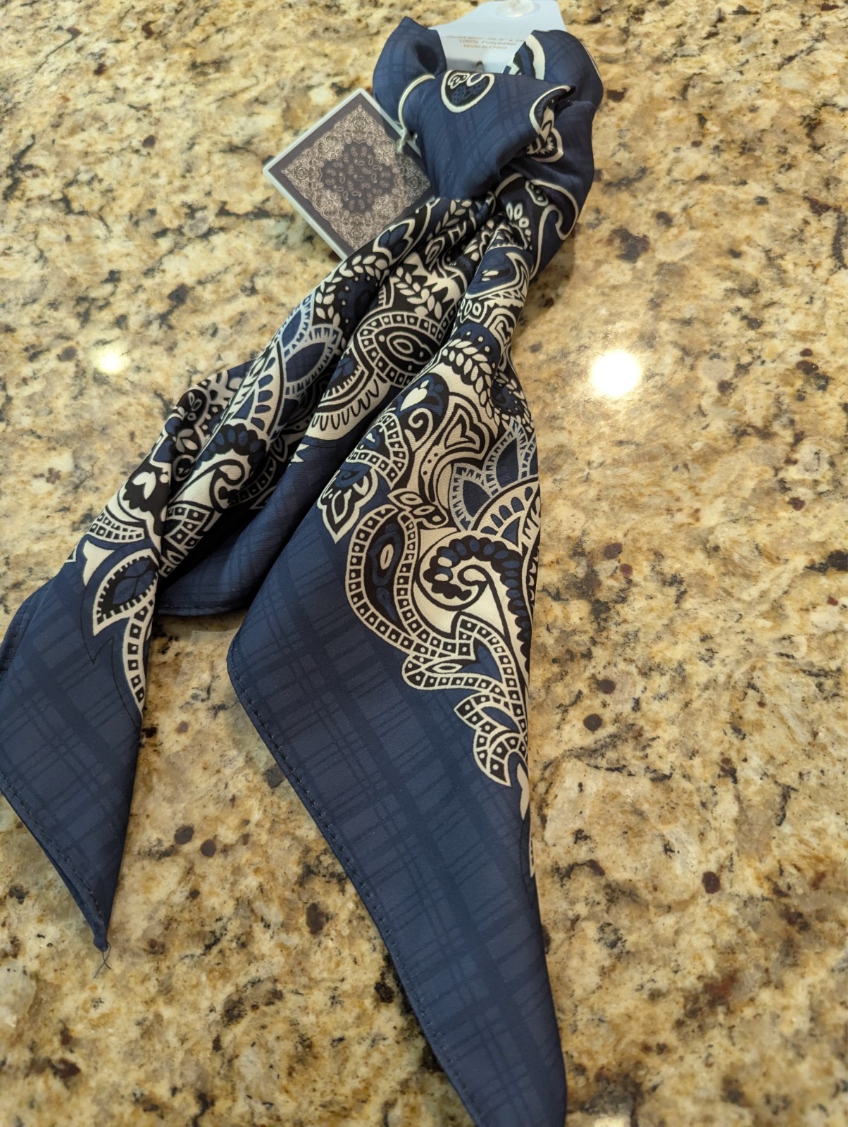 Piper K Women’s Scarf 26.8″ x 26.8″ Navy Blue Paisley