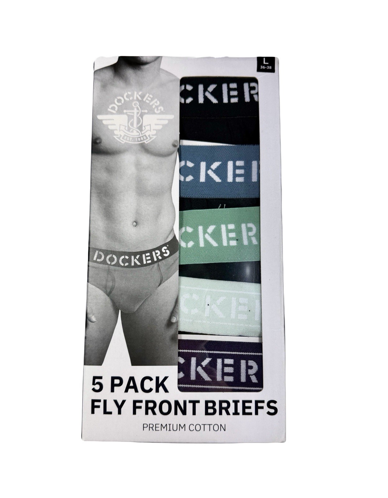 NWT Dockers. Men’s 5 Pack. Premium Cotton Fly Front Briefs. Black. MSRP $38.00