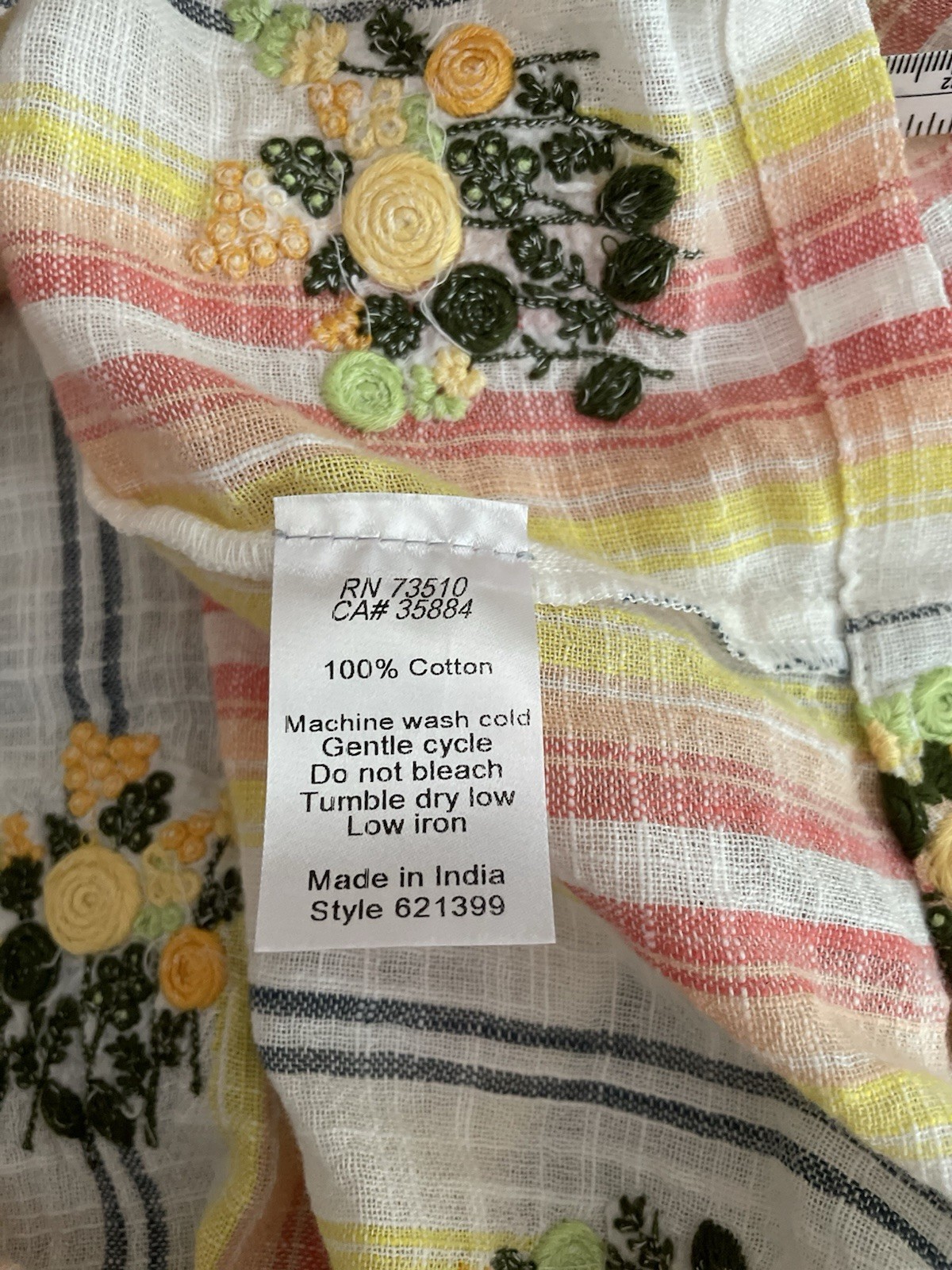 Ivy Jane 100% Cotton Gauze Embroidered Boho Whimsical Pull Over Top Size S/M NWT