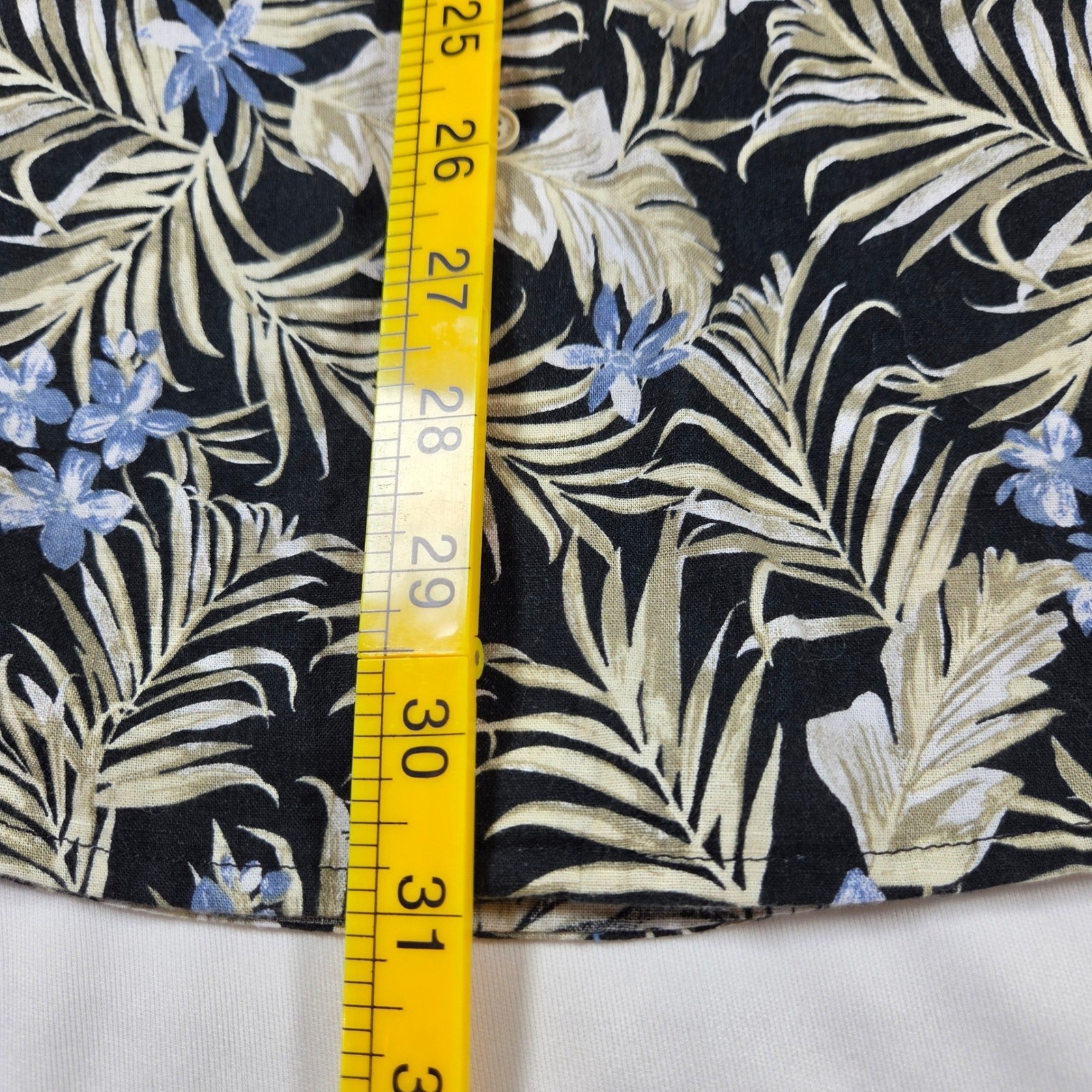 Izod Saltwater Mens Large Black Tropical Palm Floral Cotton Button Down Shirt