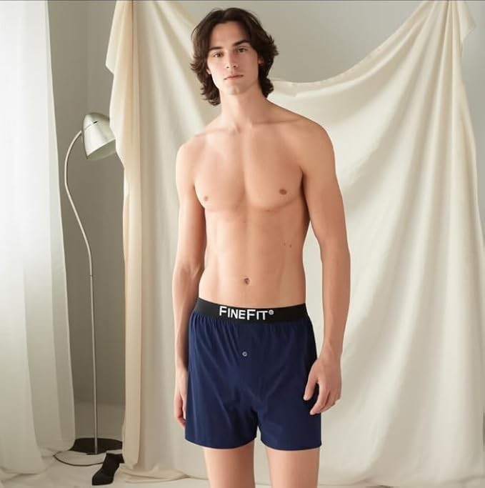 Men’s FineFit Cotton Knit Boxers Underwear – Assorted Colors (6 Pack)